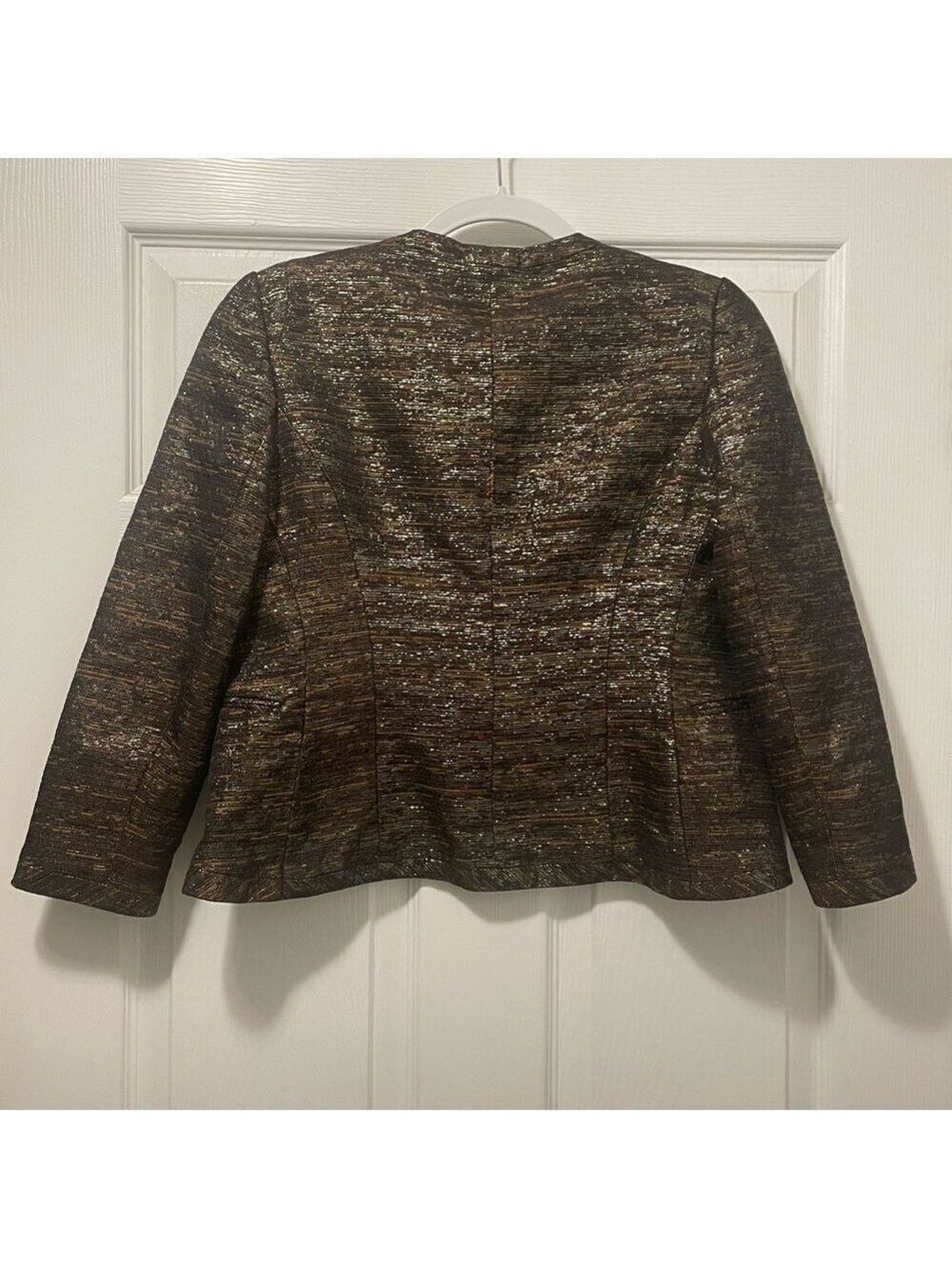 WILFRED Pirouette Blazer Acrylic Blend Metallic Bronze Open Front Jacket Size 4 - Picture 5 of 8